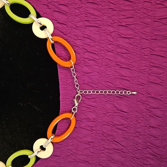 NEW - Orange, Green, Yellow Necklace with matching earrings - Picture 5 of 5